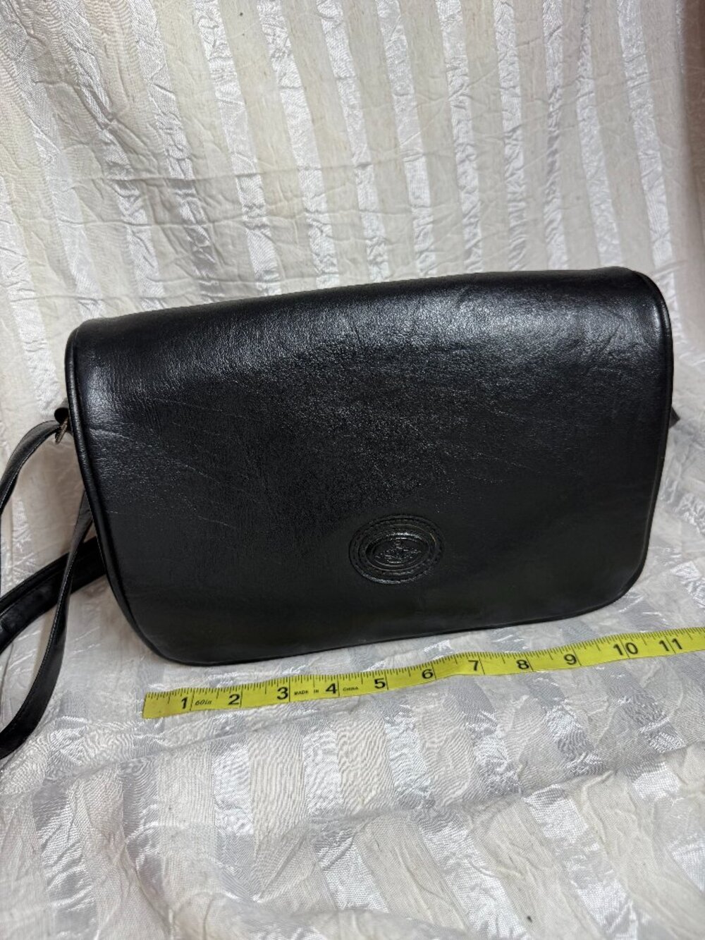 Vintage Koret Black Leather Crossbody Organizer Shoulder Bag Flap Front